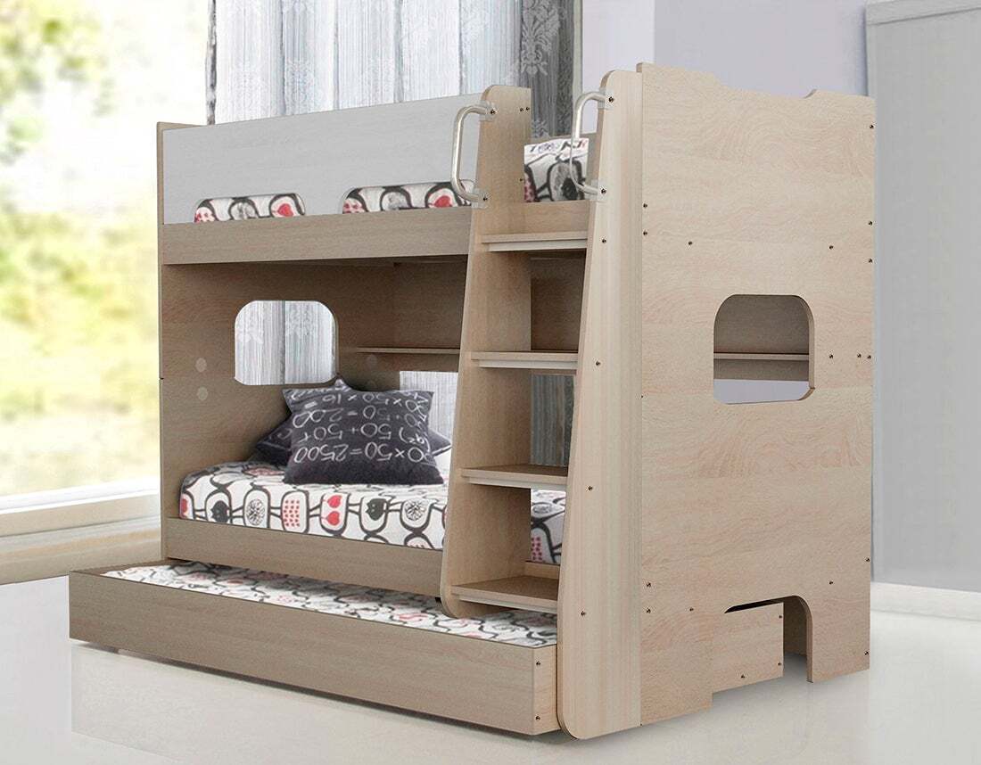 Sidney Trio Single Bunk Bed with Sidney Bookcase