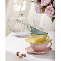 Parisienne Pearl Aquamarine Teapot + 2 Teacup Set