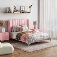 Charlotte Fabric Double Bed Frame - Dusty Pink