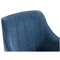Stella Navy Blue Lined Linen Fabric Upholstered Office Chair