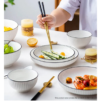 White Japanese Style Ceramic Dinnerware Set of 4