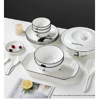 White Antler Printed Ceramic Dinnerware Set of 28