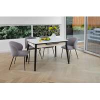 Nena Extension Dining Table, Snow White Ceramic