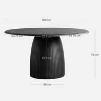 Flute 1.4m Round Dining Table - Full Black