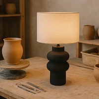 Isadora Ceramic Table Lamp, Matte Black