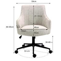 Stella Beige Lined Linen Fabric Upholstered Office Chair