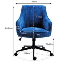 Stella Navy Blue Lined Linen Fabric Upholstered Office Chair