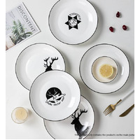 White Antler Printed Ceramic Dinnerware Set of 28