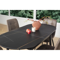 Lina Oval Extendable Dining Table, Black