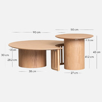 Maiden Wooden 2 Piece Nesting Coffee Table Set, Natural