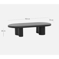 Jerrin Wooden Oval Coffee Table, Full Black