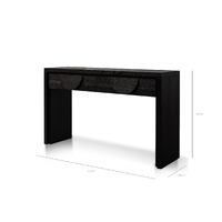 Chloe 140cm Console Table with Drawers - Textured Espresso Black