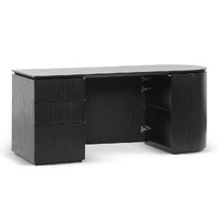 Koppar 1.77m Left Drawer Office Desk - Black Oak