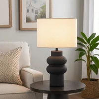 Isadora Ceramic Table Lamp, Matte Black