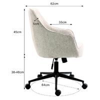 Stella Beige Lined Linen Fabric Upholstered Office Chair