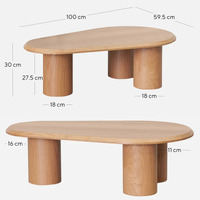 Mario Wooden Nested Coffee & Side Table Set, Natural Oak