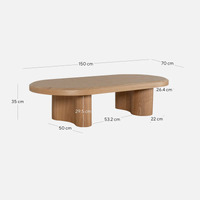 Jerrin Wooden Oval Coffee Table, Natural