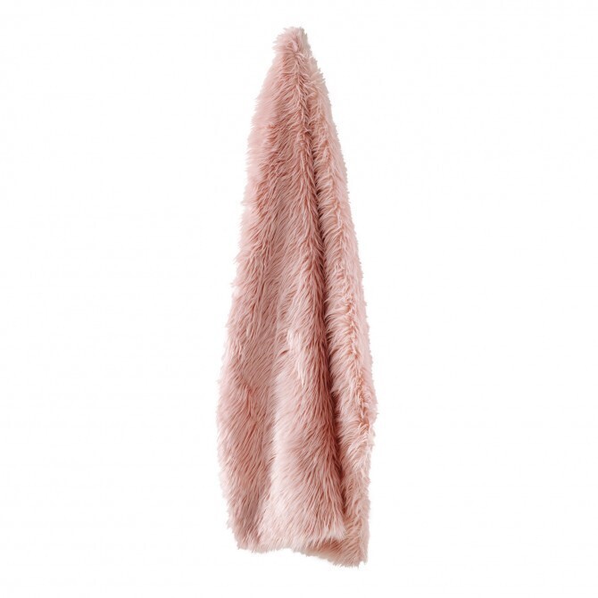 Ledbury Faux Fur Throw Rug Pink