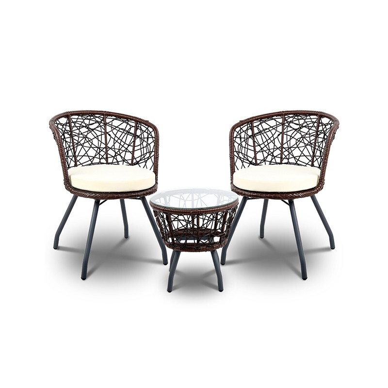 Burton 3 Piece Outdoor Patio Chair and Table (Coffee)