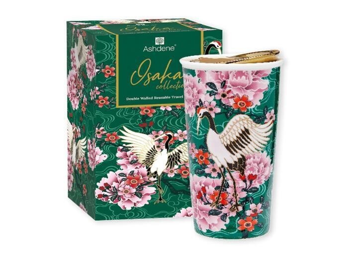 Osaka Emerald Cranes Travel Mug
