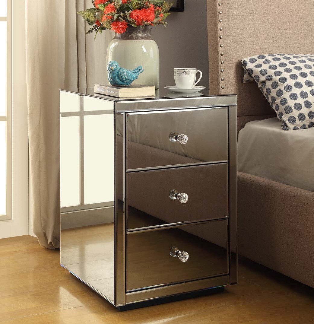 Venice Silver Mirror Bedside Table Wesco Hub