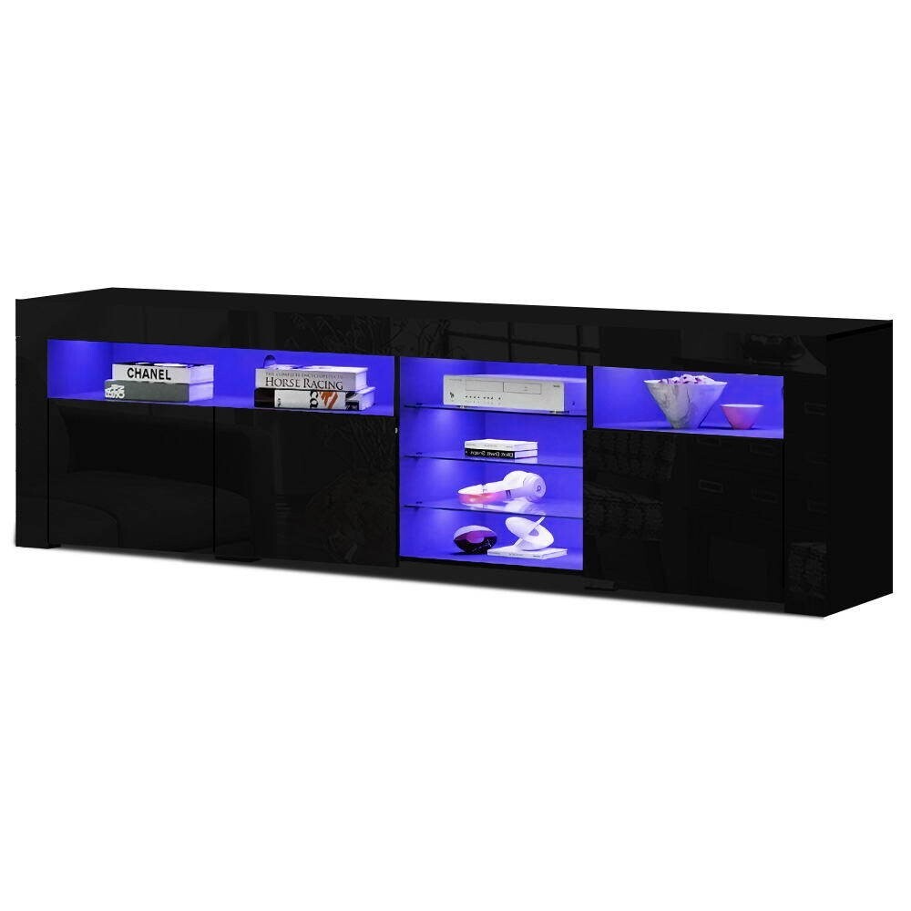 Delta TV Entertainment Unit Stand RGB LED Gloss Black 180cm