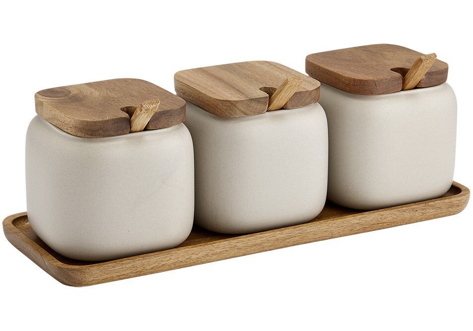 Essentials Stone Canister + Spoon Counter Set