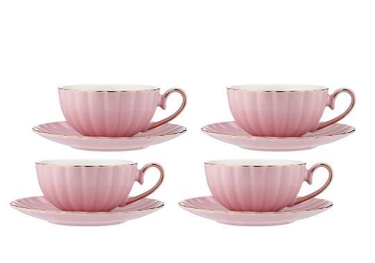 Parisienne Amour Pink Cup + Saucer Set Of 4