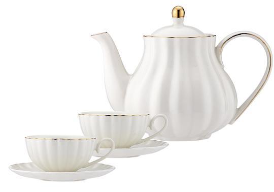 Parisienne Amour White Teapot & 2 Teacup Set