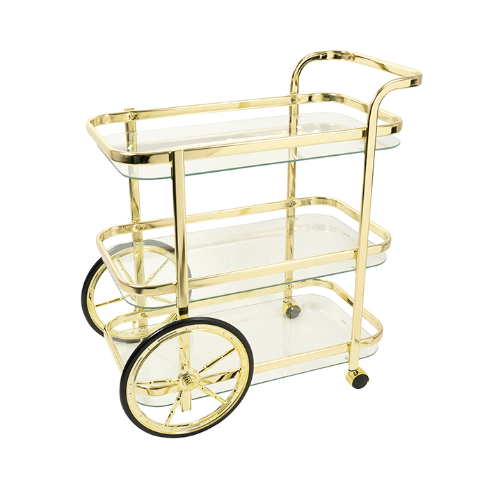 Orwell Triple Shelf  Bar Cart Trolley Gold