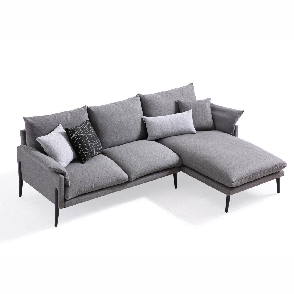 Tara 3 Seater Sofa with Right Hand Chaise - Dark Grey