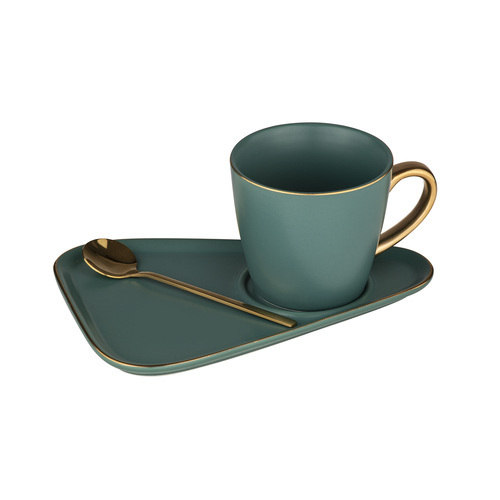 Asteria Teal Mug Plate + Spoon Set