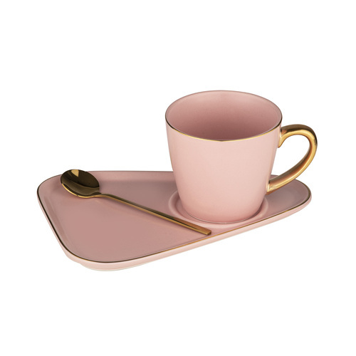 Asteria Pink Mug Plate + Spoon Set