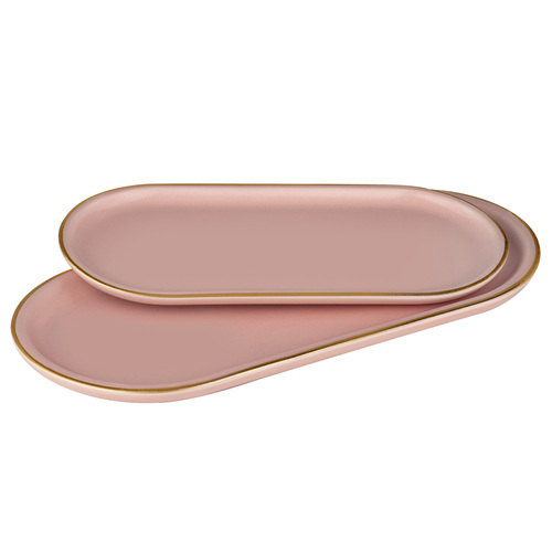 Asteria Pink Oblong Tray Set - Set of 2