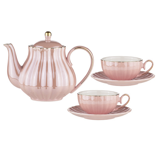Parisienne Pearl Marshmallow Teapot + 2 Teacup Set