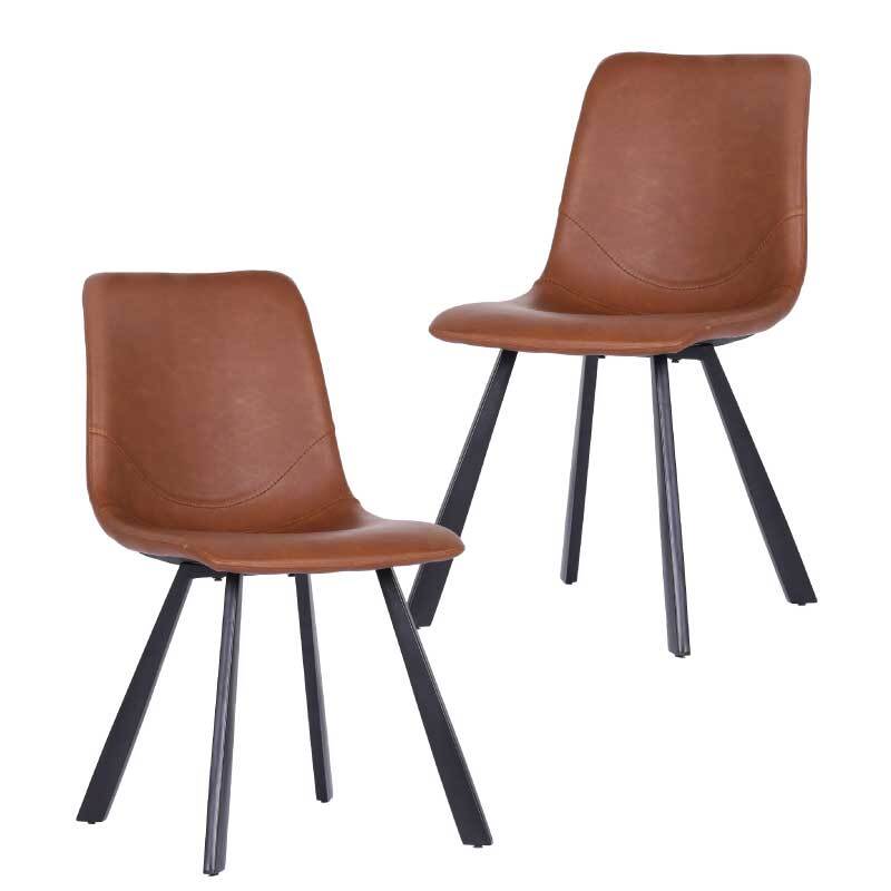 Trac Faux Leather Dining Chair, Cognac Set of 2