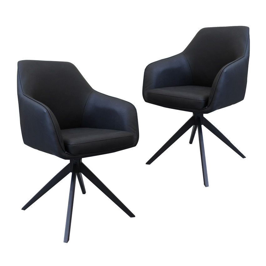 Set of 2 Acosta Faux Leather Swivel Dining Chairs