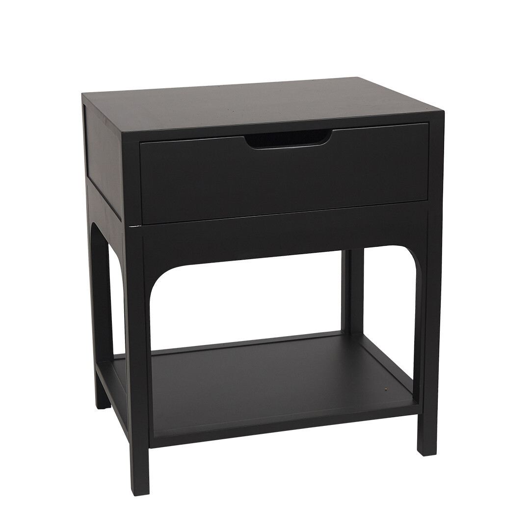 Arco Wooden Bedside Table, Small, Black