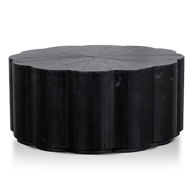 Normad Reclaimed Fir Timber Round Coffee Table, 100cm, Black