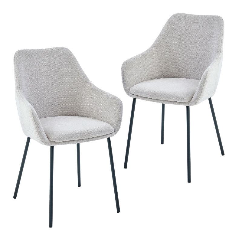 Nola Fabric Carver Dining Chairs, Oat Set of 2