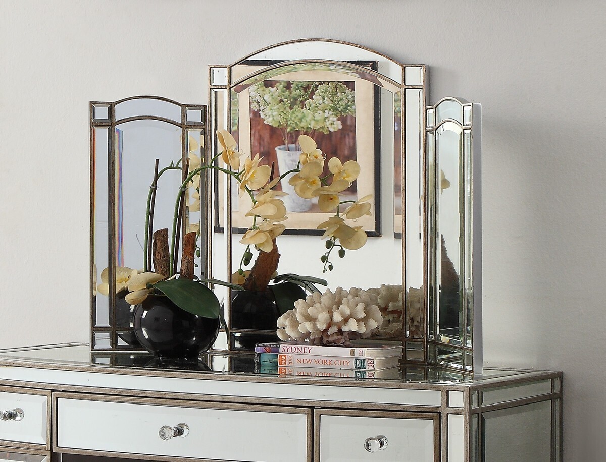 Rochelle Mirror Tri-Fold Mirror Antique Brushed