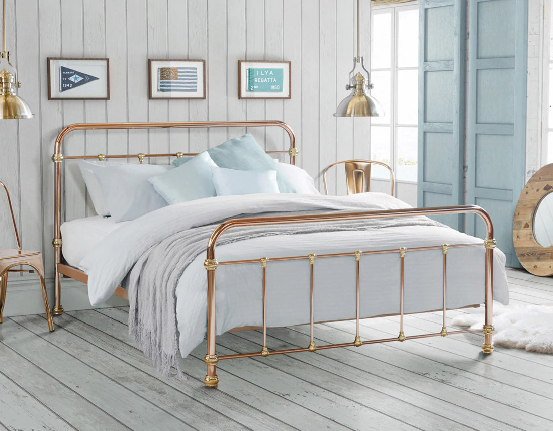 Madrid Copper & Brass Plated Queen Bed Frame