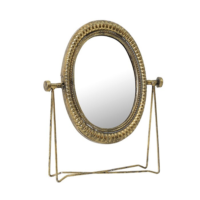 Ramble Metal Gold Oval Table Mirror