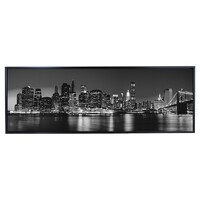 New York Riverside B & W 158 x 53cm Canvas with Floating Frame Black