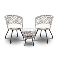 Burton 3 Piece Outdoor Patio Chair and Table (Wheat)