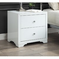Boulevard White Glass Bedside Table