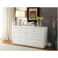 Boulevard White Glass Low Chest 6 Drawers