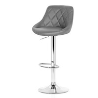 Zadine Faux Leather Bar Stool Gas Lift Swivel Set of 2 - Grey