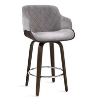 Saturn Bar Stools Swivel Velvet Fabric Grey