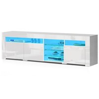 Delta TV Entertainment Unit Stand RGB LED Gloss White 180cm